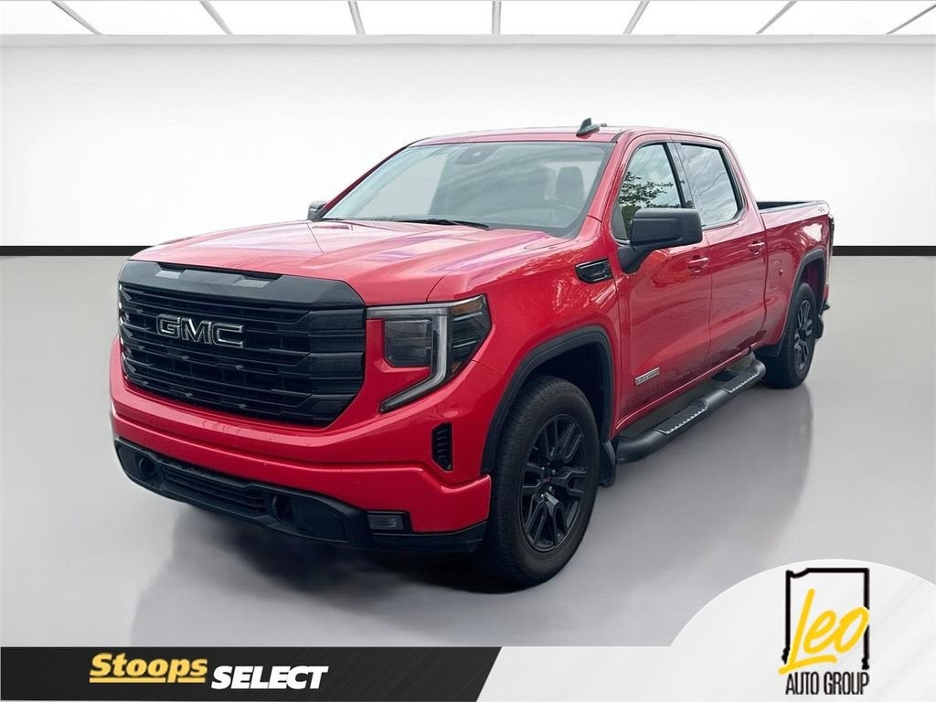 2024 GMC Sierra 1500 Elevation in Cardinal Red — front three-quarter view