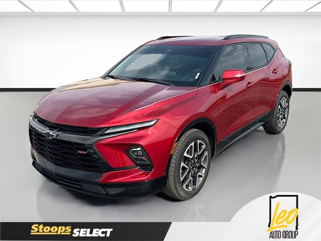 2024 Chevrolet Blazer RS in Radiant Red Tintcoat — front three-quarter view