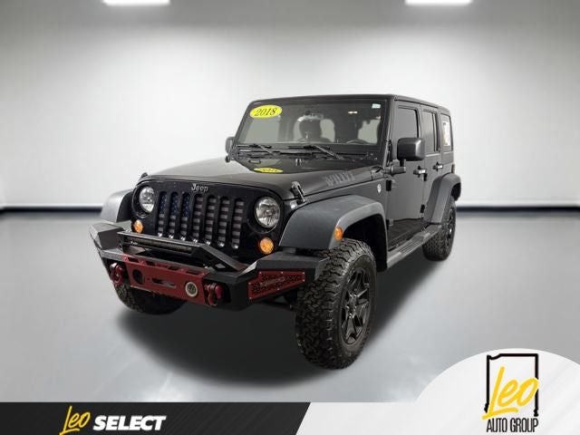 2018 Jeep Wrangler JK Unlimited Willy Wheeler 4x4 in Black Clearcoat — front three-quarter view