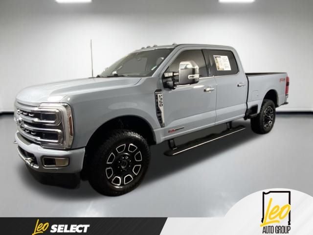 2024 Ford F-350SD Platinum in Gray Metallic — front three-quarter view