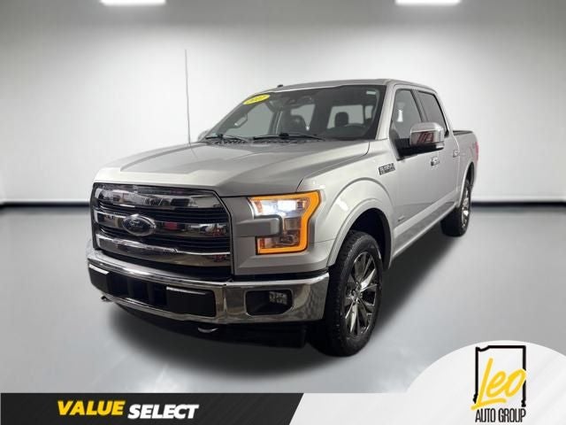 2017 Ford F-150 Lariat in Ingot Silver — front three-quarter view