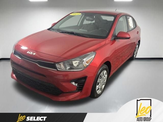 2023 Kia Rio S in Currant Red — front three-quarter view