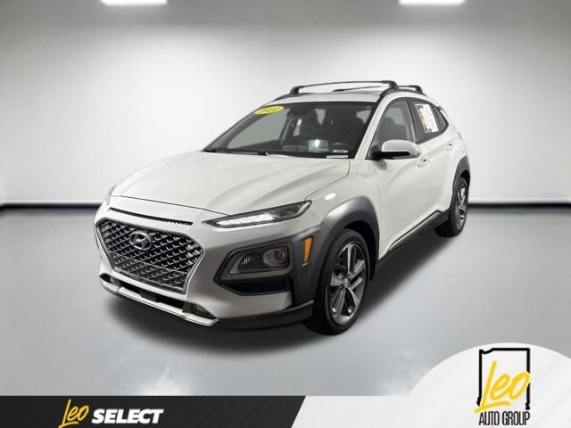 2021 Hyundai Kona Ultimate in Chalk White — front three-quarter view
