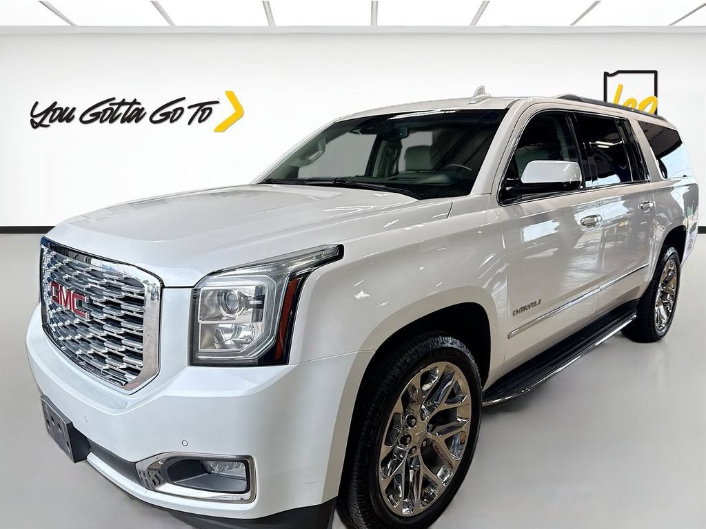 2019 GMC Yukon XL Denali in White Frost Tricoat — front three-quarter view