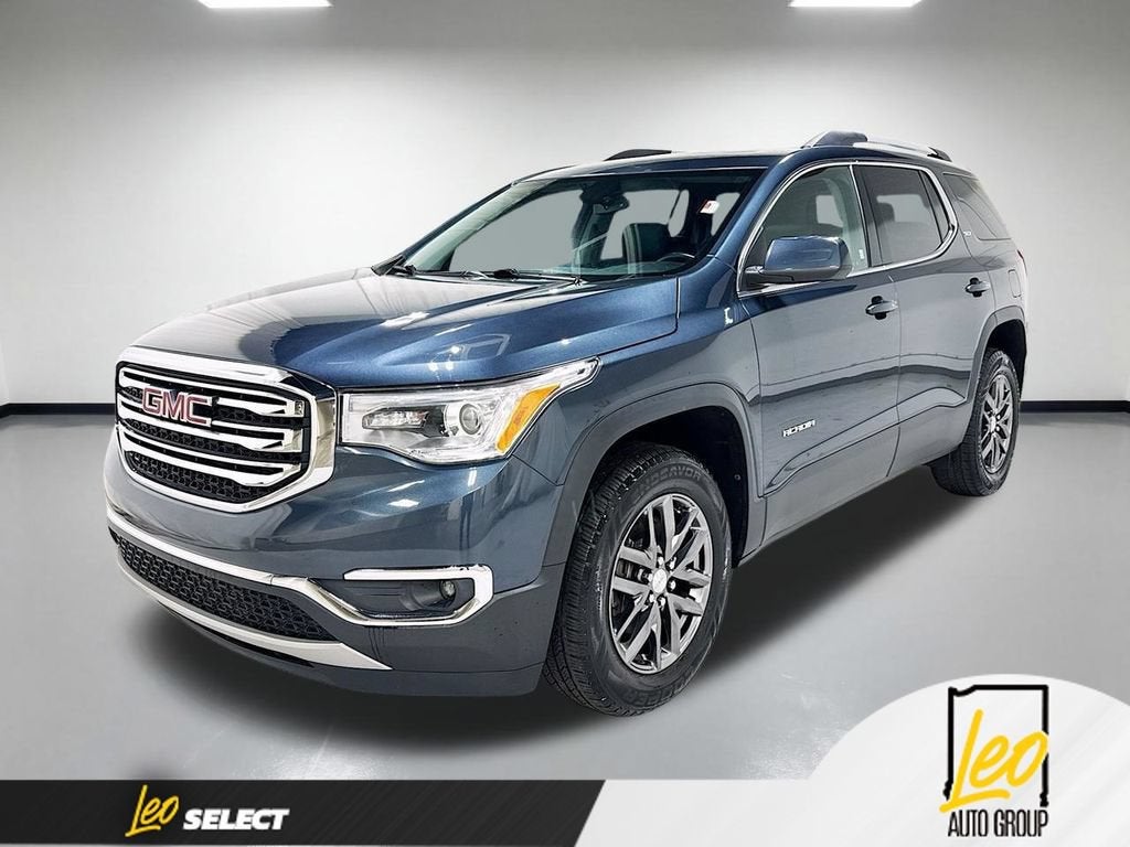 2019 GMC Acadia SLT in Dark Sky Metallic — front three-quarter view