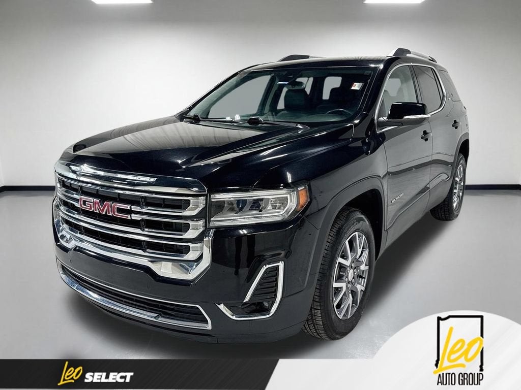 2023 GMC Acadia SLT in Ebony Twilight Metallic — front three-quarter view