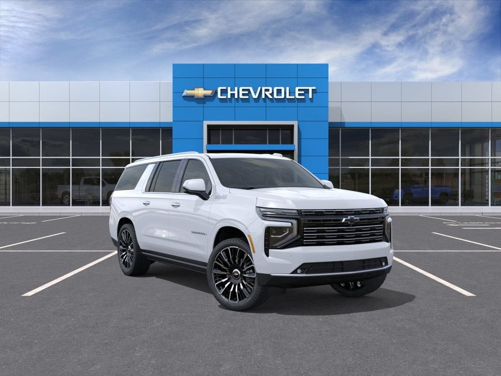 2026 Chevrolet Suburban High Country in Polar White Tricoat — front three-quarter view