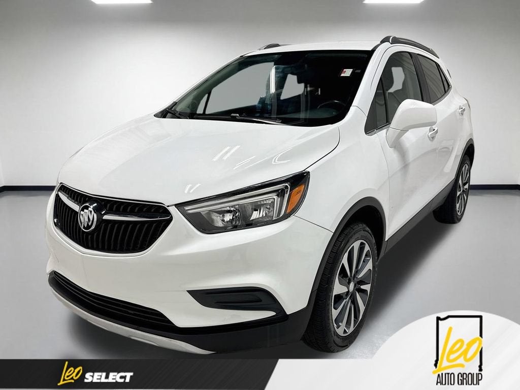2022 Buick Encore Preferred in Summit White — front three-quarter view